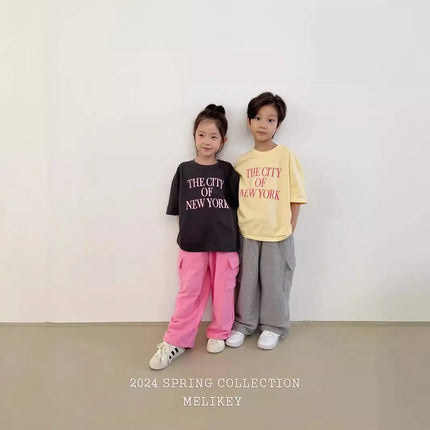 キッズトップス 半袖Tシャツ レターロゴプリント 3カラー - mamahalo shop - 半袖Tシャツ - ベビー服 - 子供服 - 男の子 - 女の子