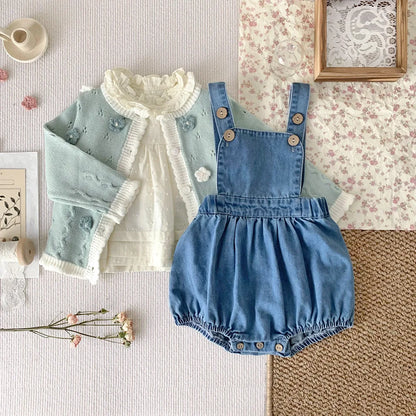 -ベビーキッズカーディガン ニットジャケット フラワー刺繍 ピンク/グリーン/2カラー【mh0004554】 - mamahalo shop - カーディガン・パーカー -  べビー服 - 子供服 - 男の子 - 女の子