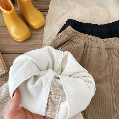 -キッズパンツ コーデュロイ 裏フリースロングパンツ センタータック - mamahalo shop - ロングパンツ・スウェットパンツ -  べビー服 - 子供服 - 男の子 - 女の子