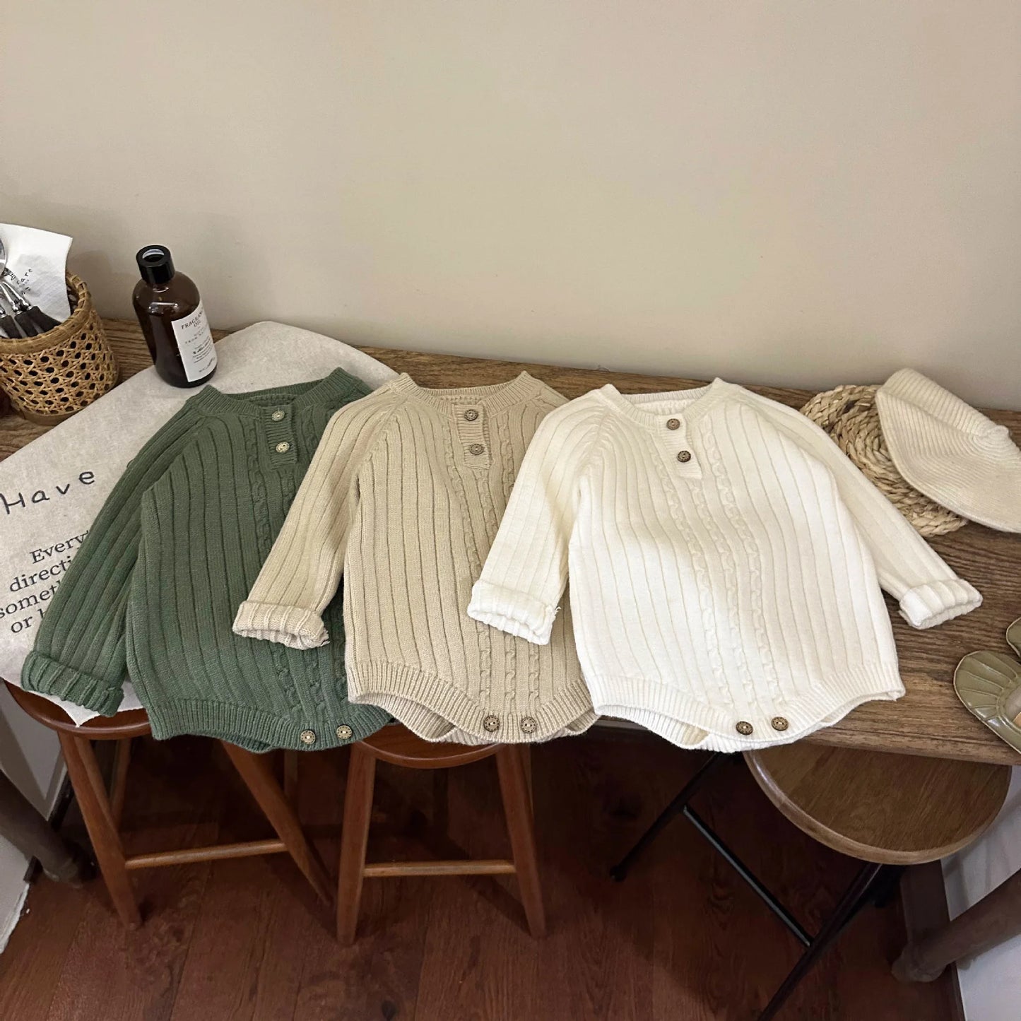 -ベビーロンパース 長袖セーターボディスーツ 3カラー【mh0004402】 - mamahalo shop - 長袖ロンパース -  べビー服 - 子供服 - 男の子 - 女の子