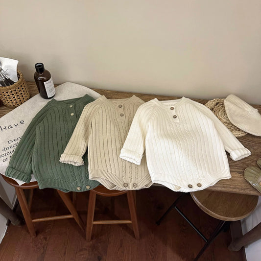 -ベビーロンパース 長袖セーターボディスーツ 3カラー【mh0004402】 - mamahalo shop - 長袖ロンパース -  べビー服 - 子供服 - 男の子 - 女の子