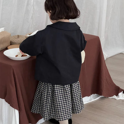 キッズスカート チェック/無地ミモレ丈Aラインスカート 2カラー - mamahalo shop - スカート -  べビー服 - 子供服 - 男の子 - 女の子