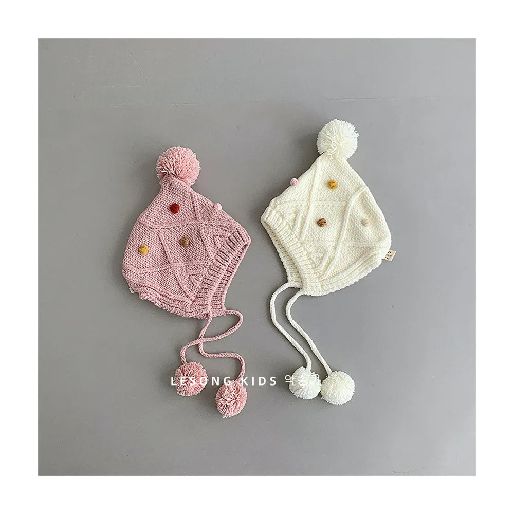 -ベビー帽子 ポンポン付きニットキャップボンネット 5カラー【mh0006952】 - mamahalo shop - ベビー用帽子 -  べビー服 - 子供服 - 男の子 - 女の子