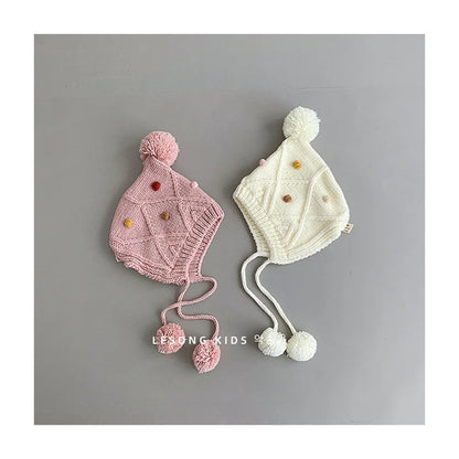 -ベビー帽子 ポンポン付きニットキャップボンネット 5カラー【mh0006952】 - mamahalo shop - ベビー用帽子 -  べビー服 - 子供服 - 男の子 - 女の子