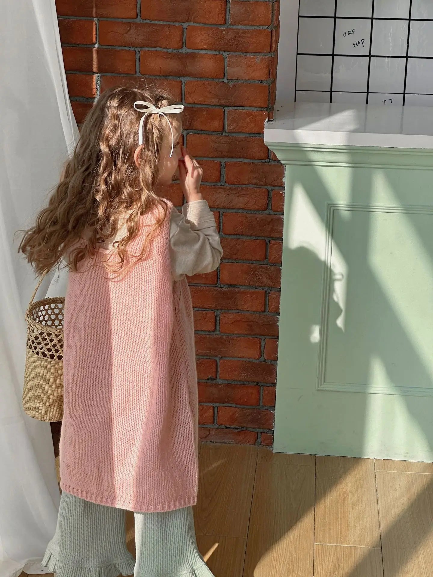 -キッズトップス パンツ ニットノースリーブベスト プリント長袖 Tシャツ ワイドレッグパンツ - mamahalo shop - ロングパンツ・スウェットパンツ -  べビー服 - 子供服 - 男の子 - 女の子