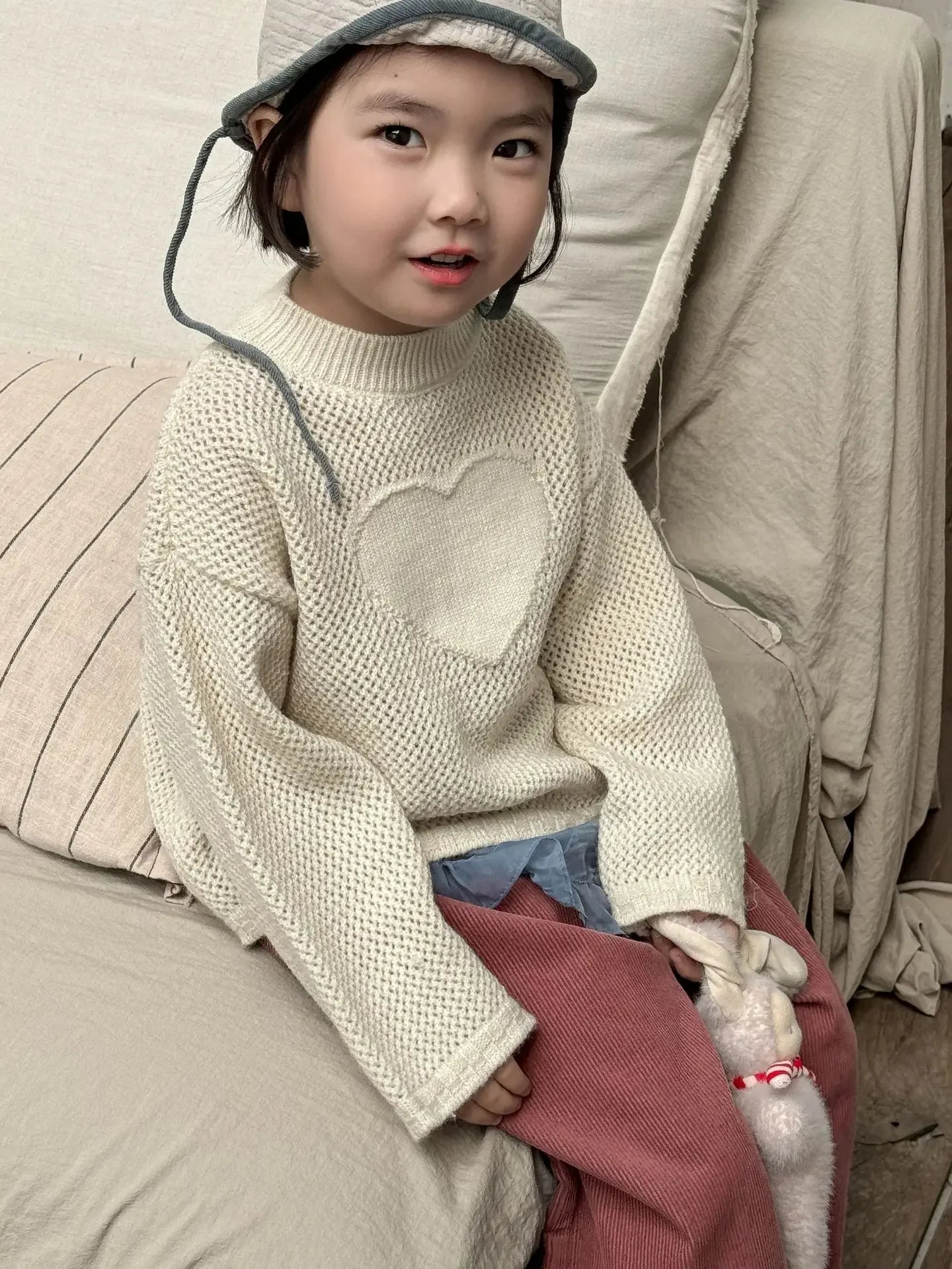 -キッズトップス ハートニットセーター 2カラー【mh0007268】 - mamahalo shop - ニット・セーター -  べビー服 - 子供服 - 男の子 - 女の子