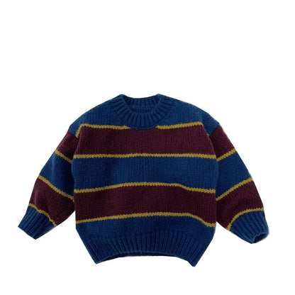 -キッズ セーター ニット レトロボーダー ルーズトップス 3カラー ボーイズ 男の子 子供服 7830 - mamahalo shop - ニット・セーター -  べビー服 - 子供服 - 男の子 - 女の子