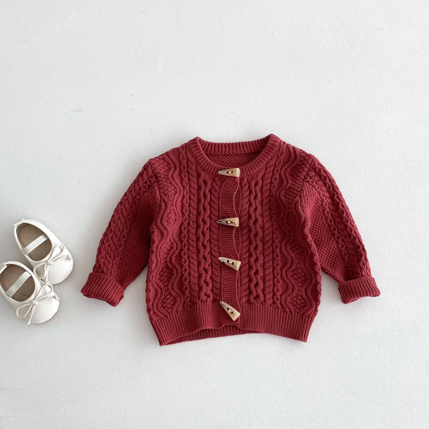 -キッズカーディガン ニットジャケット ダッフルボタン トグルボタン 2カラー【mh0006645】 - mamahalo shop - カーディガン・パーカー -  べビー服 - 子供服 - 男の子 - 女の子