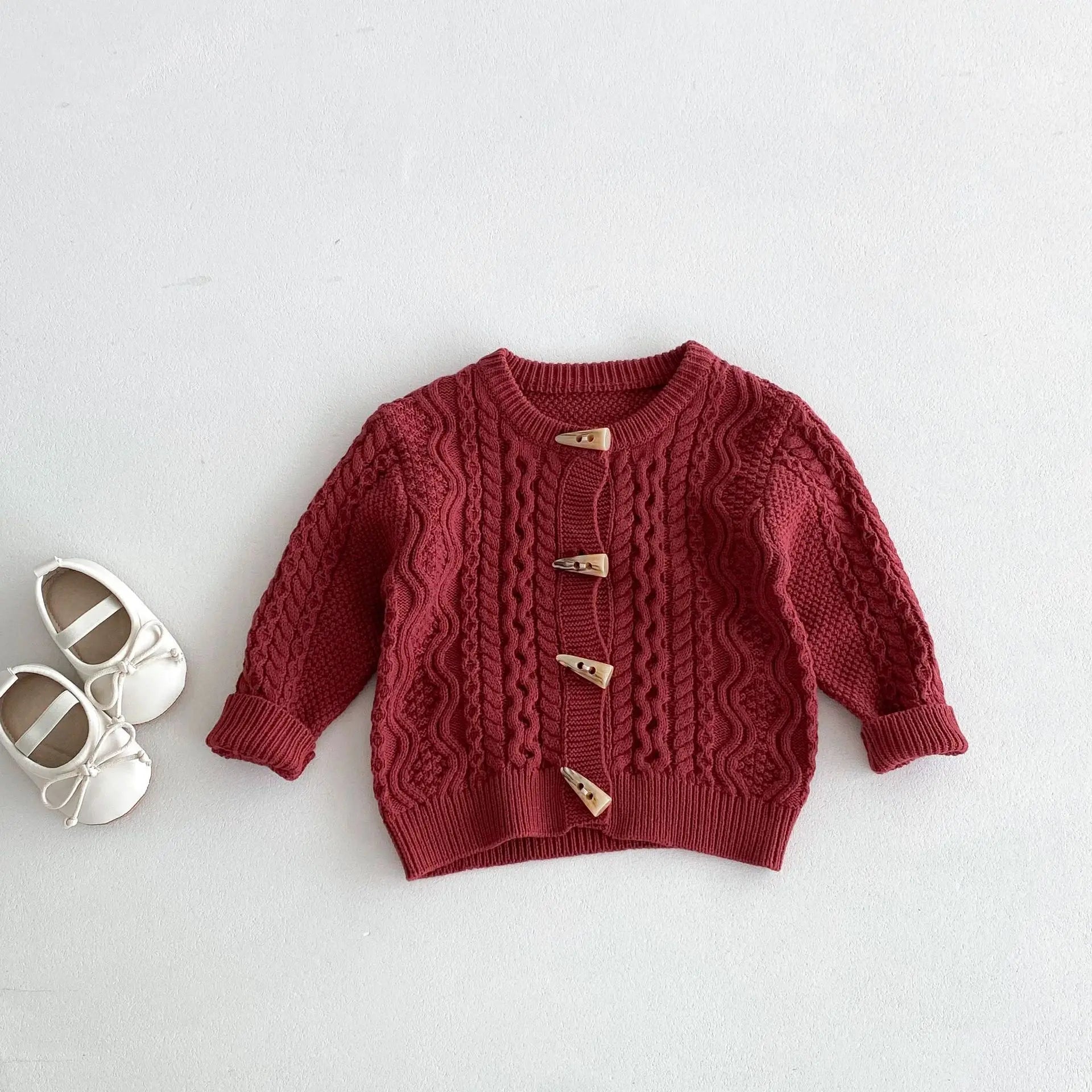 -キッズカーディガン ニットジャケット ダッフルボタン トグルボタン 2カラー【mh0006645】 - mamahalo shop - カーディガン・パーカー -  べビー服 - 子供服 - 男の子 - 女の子