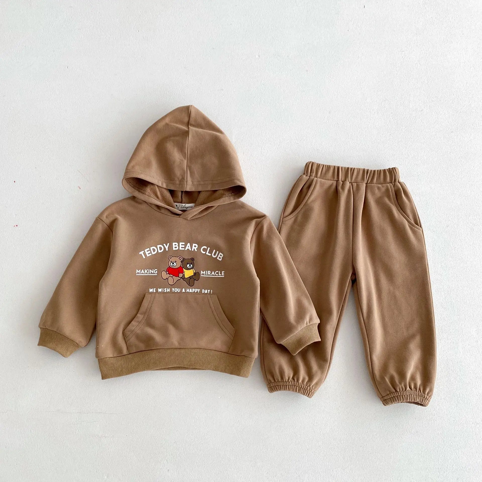 -キッズセットアップ 2点セット ベアくまプリントフーディパーカー+ロングスウェットパンツ 2カラー【mh0007006】 - mamahalo shop - 長袖セットアップ -  べビー服 - 子供服 - 男の子 - 女の子