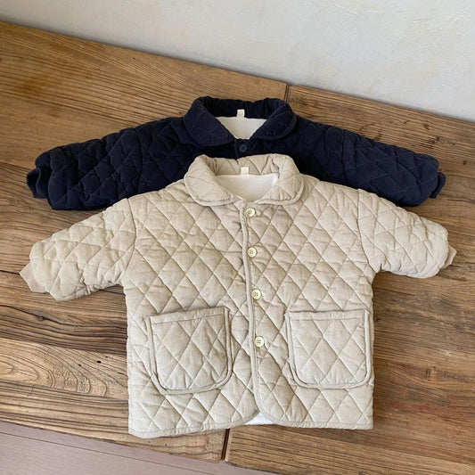 -キッズ コーデュロイ キルティング 裏フリース コート アウター - mamahalo shop - ショートコート・ジャケット・ジャンパー -  べビー服 - 子供服 - 男の子 - 女の子