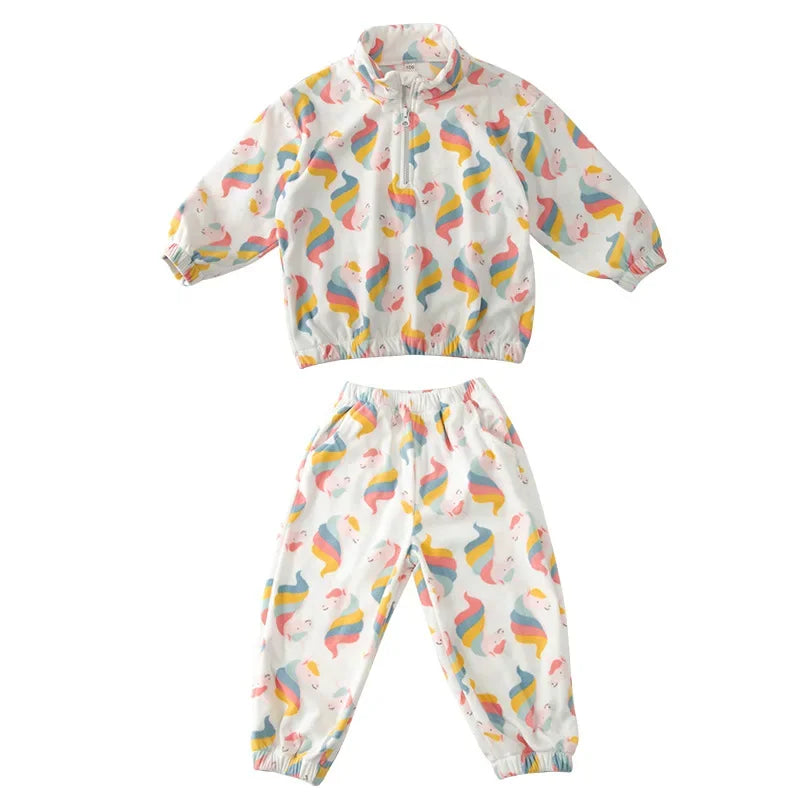 -キッズセットアップ 2点セット ハーフジップトップス ロングパンツ フリースセットアップ - mamahalo shop - 長袖セットアップ -  べビー服 - 子供服 - 男の子 - 女の子