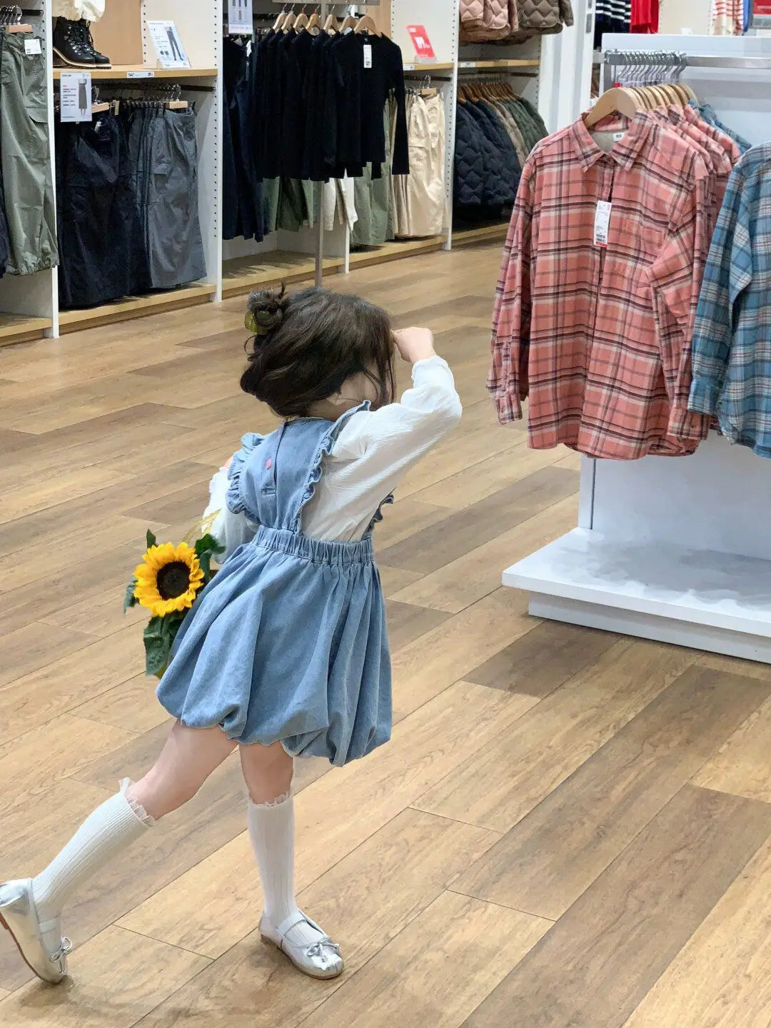 -キッズデニムフリルバルーンノースリーブワンピース【mh0004882】 - mamahalo shop - ノースリーブワンピース -  べビー服 - 子供服 - 男の子 - 女の子