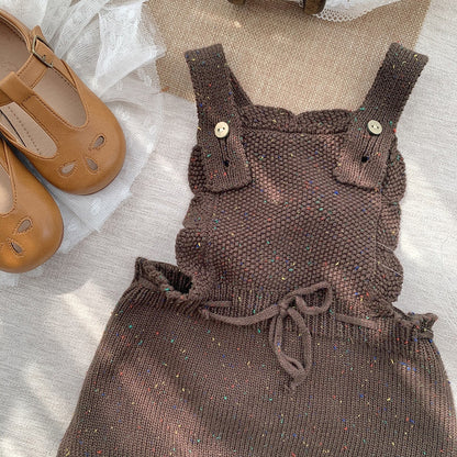 -ベビー ニット サスペンダー ロンパース オーバーオール - mamahalo shop - ノースリーブロンパース -  べビー服 - 子供服 - 男の子 - 女の子