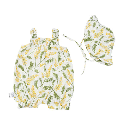 -☺︎ ベビージャンプスーツ キャミソールボディスーツ 帽子セット - mamahalo shop - ノースリーブジャンプスーツ -  べビー服 - 子供服 - 男の子 - 女の子