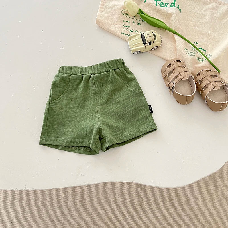 -ベビートップス/パンツ ボーダー半袖Tシャツ/恐竜プリントタンクトップ/無地ショートパンツ/チェックバルーンショートパンツ【mh0005548】 - mamahalo shop - 半袖セットアップ -  べビー服 - 子供服 - 男の子 - 女の子