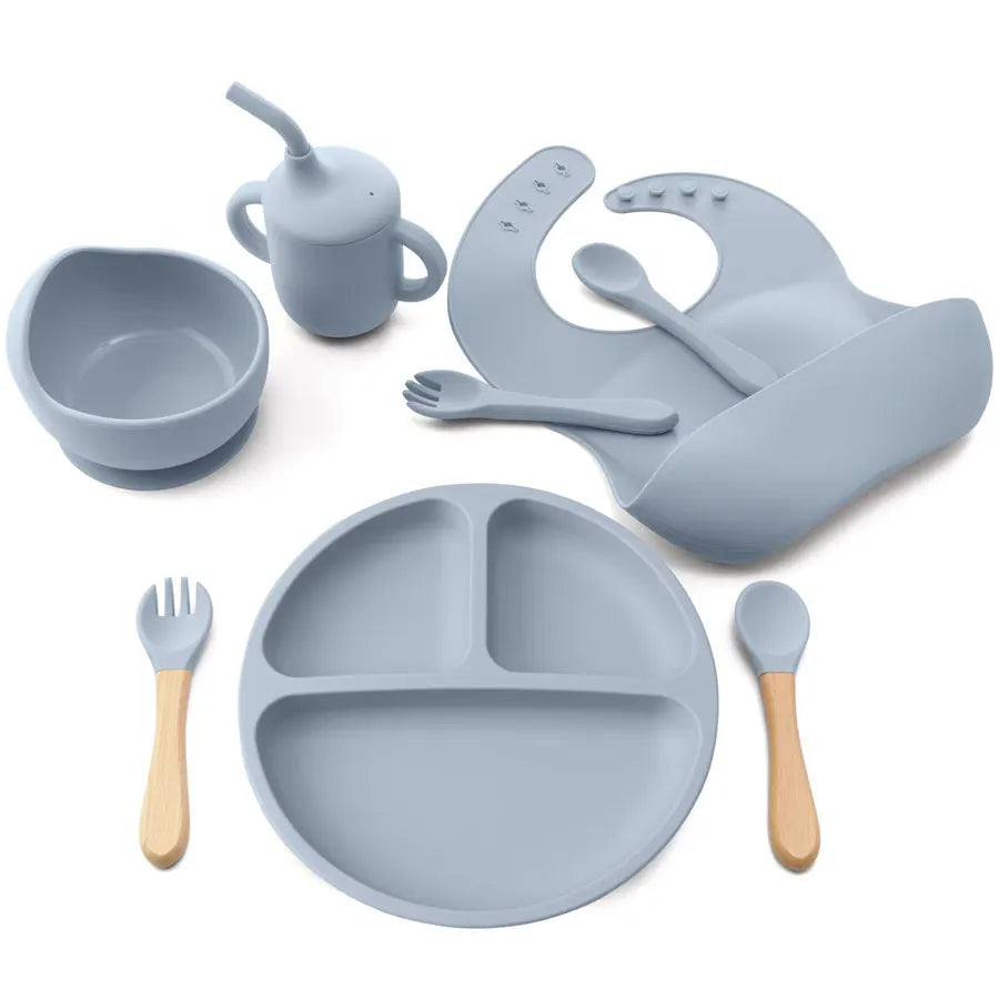-# ベビー食器8点セット シリコン プレート スプーン フォーク ストローマグ ランチョンマット お食事スタイ 離乳食セット【mh0006076】 - mamahalo shop - ベビーキッズ食器 -  べビー服 - 子供服 - 男の子 - 女の子