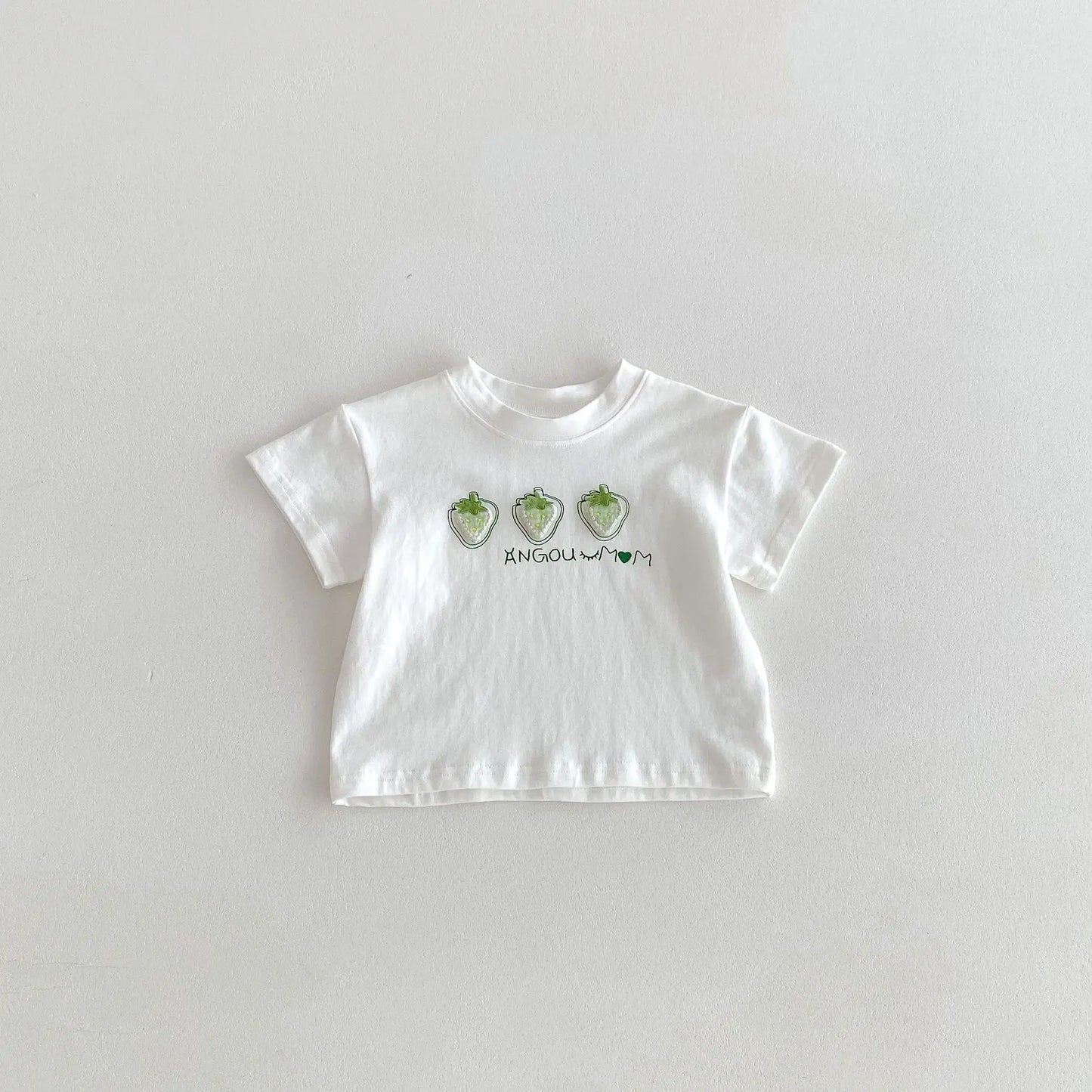 -ベビートップス 半袖Tシャツ いちごストロベリープリント 3カラー【mh0006101】 - mamahalo shop - 半袖Tシャツ -  べビー服 - 子供服 - 男の子 - 女の子