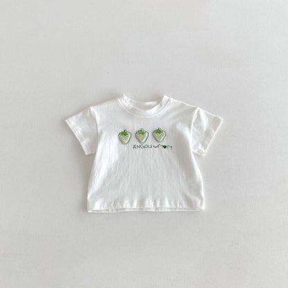 -ベビートップス 半袖Tシャツ いちごストロベリープリント 3カラー【mh0006101】 - mamahalo shop - 半袖Tシャツ -  べビー服 - 子供服 - 男の子 - 女の子
