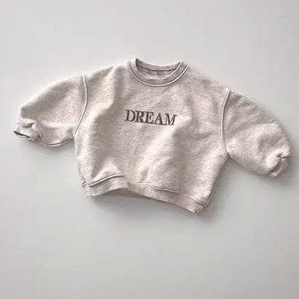 キッズセットアップ 2点セット DREAMレターロゴプリント長袖スウェットシャツ+スウェットパンツ 2カラー - mamahalo shop - 長袖セットアップ -  べビー服 - 子供服 - 男の子 - 女の子