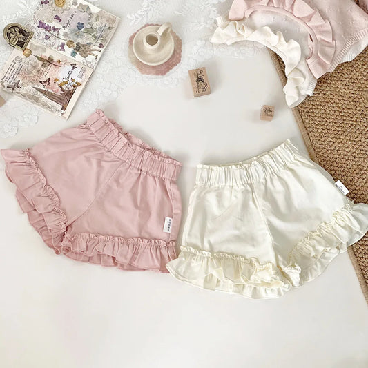 -ベビーキッズパンツ 裾フリル ショートパンツ 2カラー - mamahalo shop - ハーフパンツ・ショートパンツ -  べビー服 - 子供服 - 男の子 - 女の子