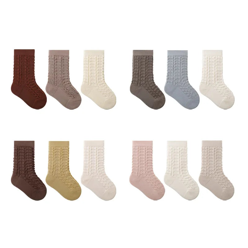 -ベビーキッズソックス 靴下3足セット シンプルベーシック【mh0007177】 - mamahalo shop - ベビー用靴下・タイツ -  べビー服 - 子供服 - 男の子 - 女の子