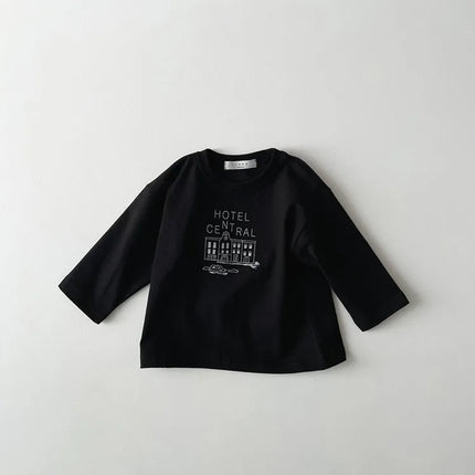 キッズトップス HOTELプリント柄長袖Tシャツ - mamahalo shop - 長袖Tシャツ -  べビー服 - 子供服 - 男の子 - 女の子