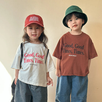 キッズトップス 半袖Tシャツ レターロゴプリント 2カラー - mamahalo shop - 半袖Tシャツ - ベビー服 - 子供服 - 男の子 - 女の子