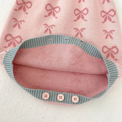 -ベビーカーディガン/ロンパース ニットジャケット/ニットサスペンダーボディスーツ リボン【mh0006475】 - mamahalo shop - ロンパースセットアップ -  べビー服 - 子供服 - 男の子 - 女の子