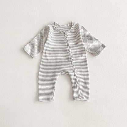 -ベビーロンパース 長袖ボディスーツ ボーダー柄 新生児 肌着 4カラー - mamahalo shop - 長袖ロンパース -  べビー服 - 子供服 - 男の子 - 女の子