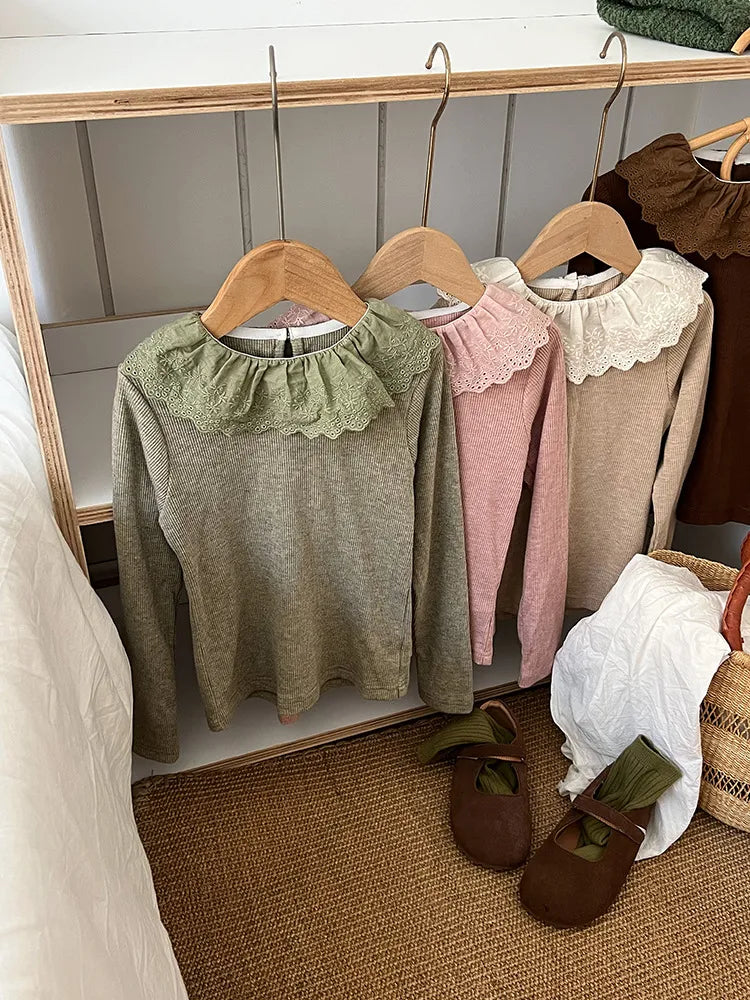 -キッズ レースカラー カットソー ニット セーター 4カラー ガールズ 女の子 子供服 - mamahalo shop - ニット・セーター -  べビー服 - 子供服 - 男の子 - 女の子