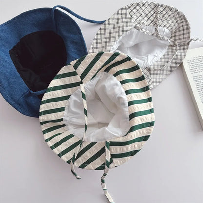 -ベビー帽子 バケットハット サマーハット 無地/ストライプ【mh0005078】 - mamahalo shop - ベビー用帽子 -  べビー服 - 子供服 - 男の子 - 女の子