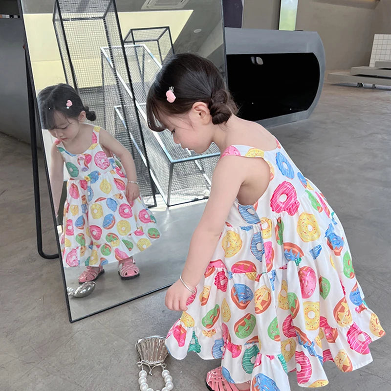 -キッズワンピースノースリーブワンピース ドーナツプリント【mh0005970】 - mamahalo shop - ノースリーブワンピース -  べビー服 - 子供服 - 男の子 - 女の子