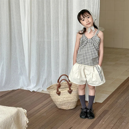 -キッズトップス キャミソールリボンブラウス チェック 2カラー - mamahalo shop - タンクトップ・キャミソール・ノースリーブトップス -  べビー服 - 子供服 - 男の子 - 女の子