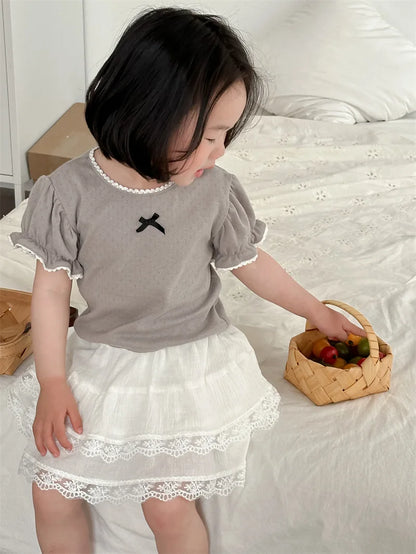 -キッズスカート レースフリルティアードスカート プリンセス ケーキスカート ホワイト - mamahalo shop - スカート -  べビー服 - 子供服 - 男の子 - 女の子