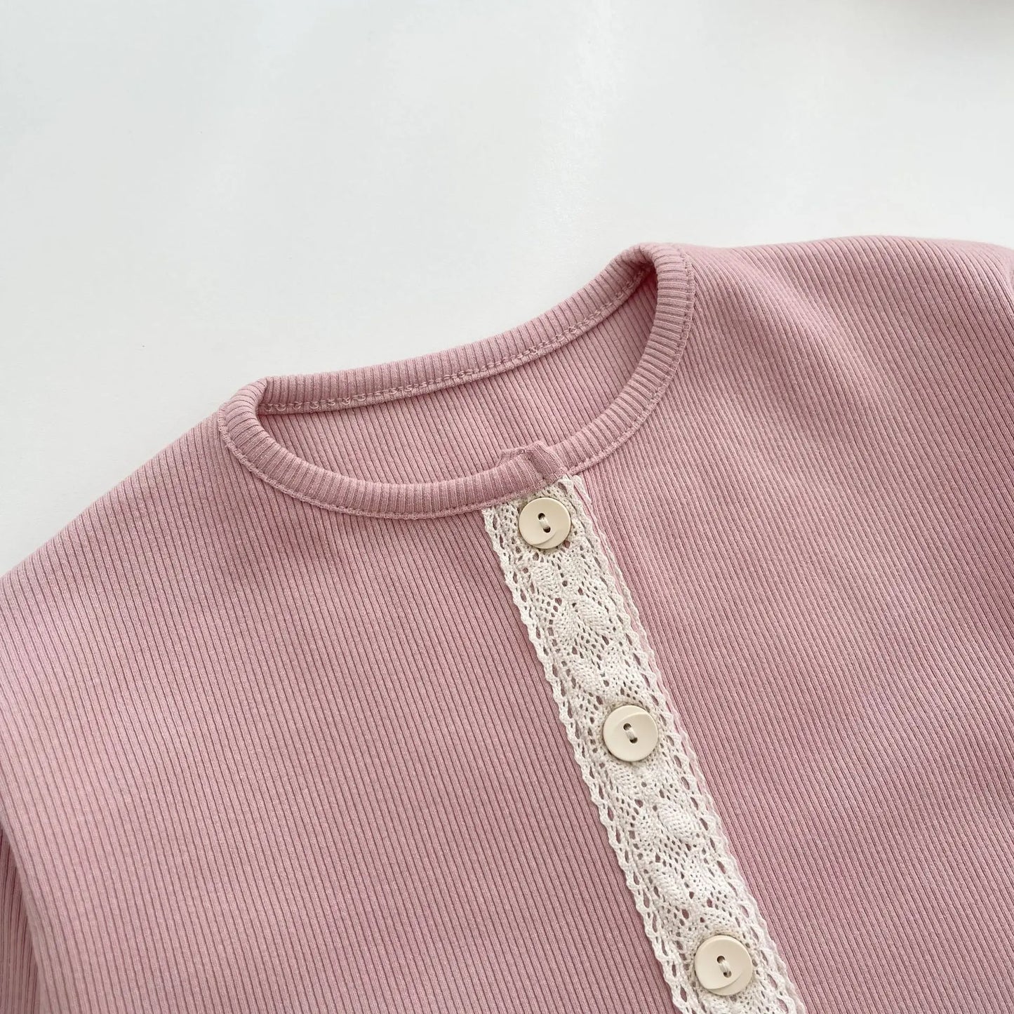 -ベビーカーディガン ニットジャケット フロントレース ピンク【mh0006351】 - mamahalo shop - カーディガン・パーカー -  べビー服 - 子供服 - 男の子 - 女の子