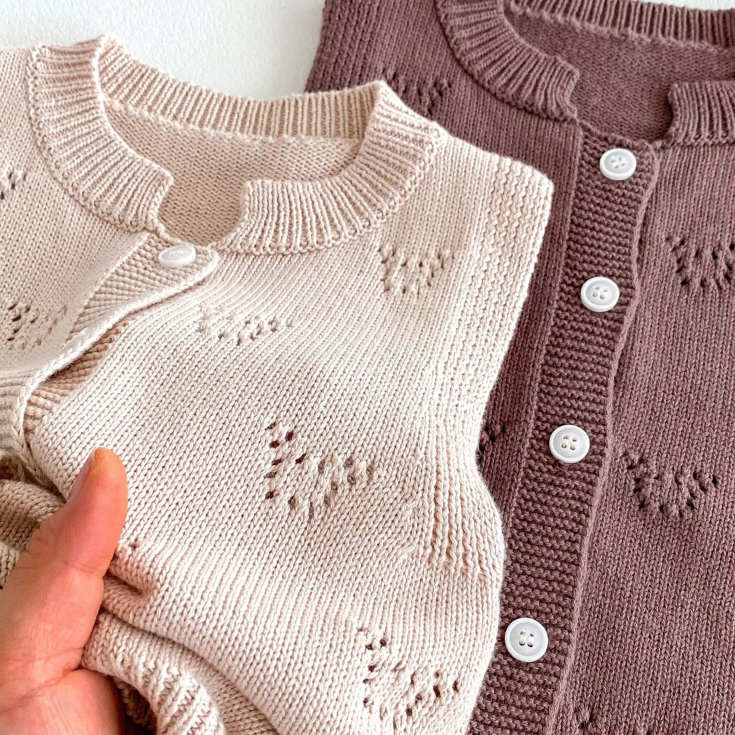 -キッズベスト レースニット 前あきベスト 2カラー - mamahalo shop - ベスト -  べビー服 - 子供服 - 男の子 - 女の子