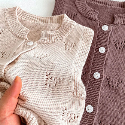 -キッズベスト レースニット 前あきベスト 2カラー - mamahalo shop - ベスト -  べビー服 - 子供服 - 男の子 - 女の子