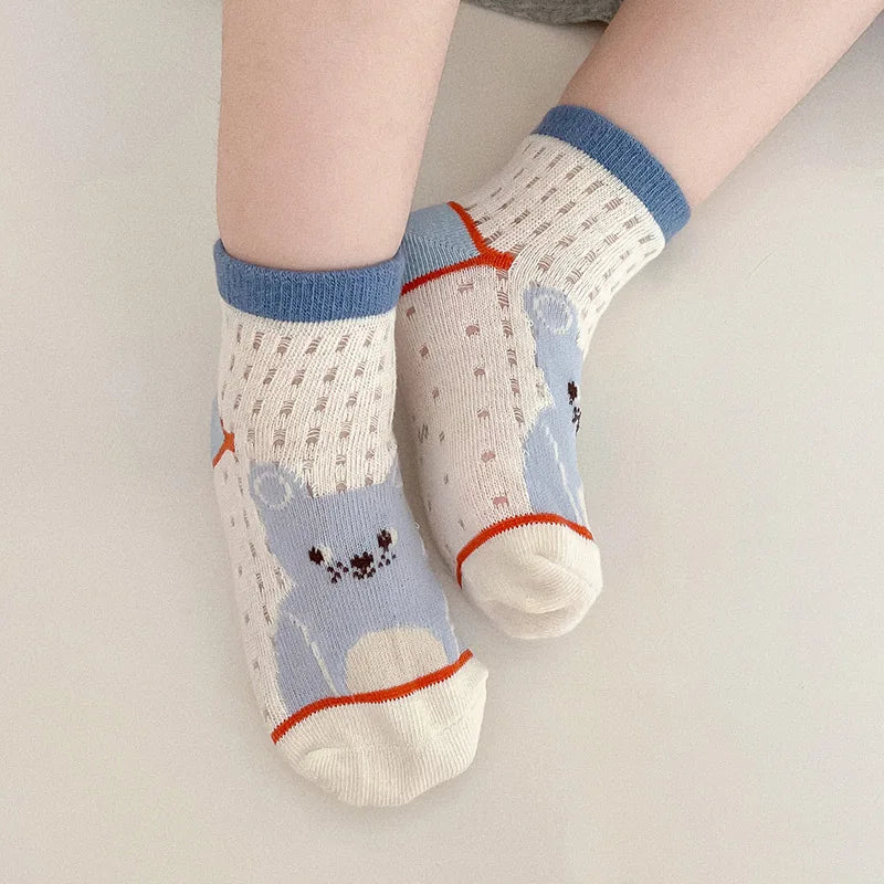 -キッズソックス 靴下5足セット カラフル メッシュ サマーショートソックス【mh0006102】 - mamahalo shop - ベビー用靴下・タイツ -  べビー服 - 子供服 - 男の子 - 女の子