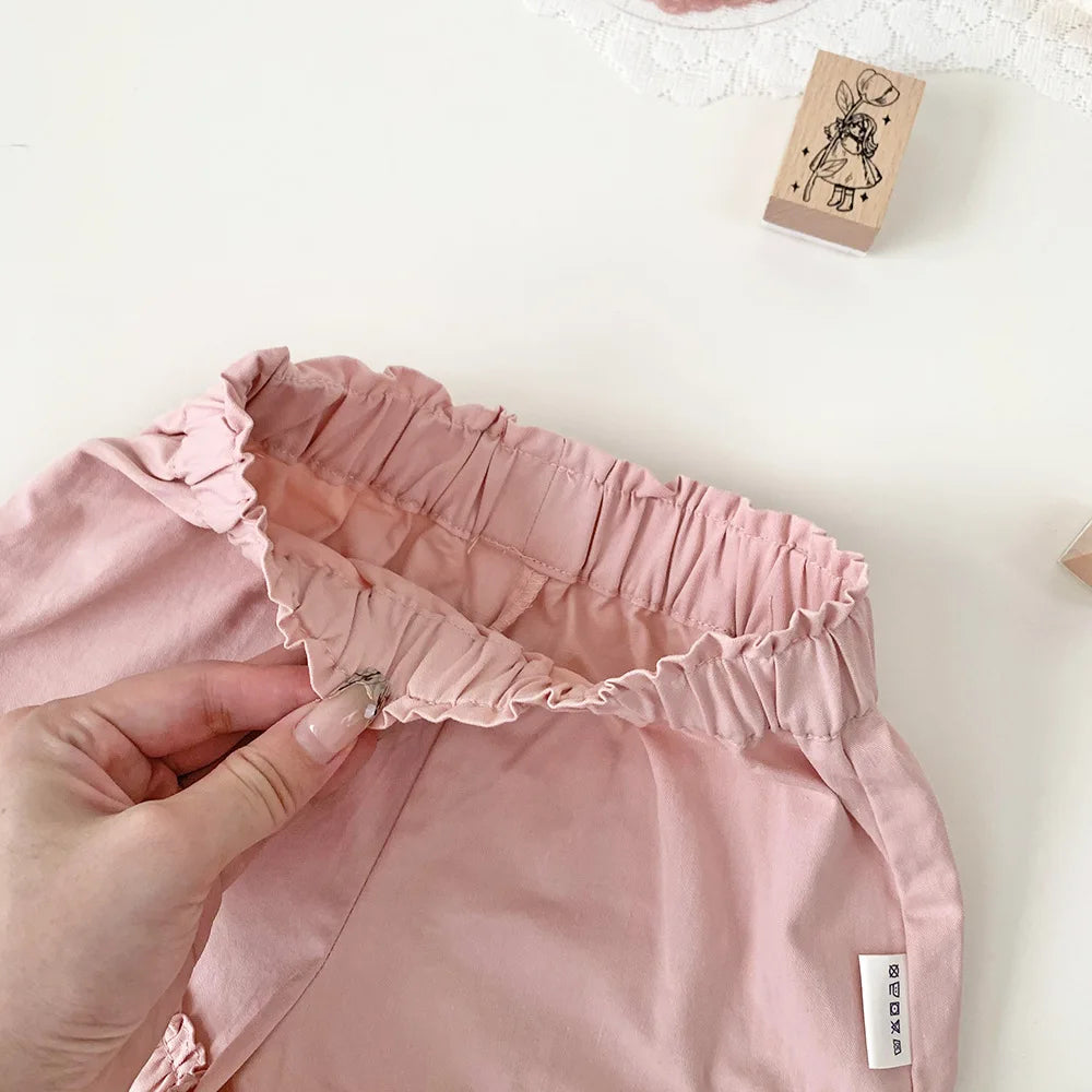 -ベビーキッズパンツ 裾フリル ショートパンツ 2カラー - mamahalo shop - ハーフパンツ・ショートパンツ -  べビー服 - 子供服 - 男の子 - 女の子