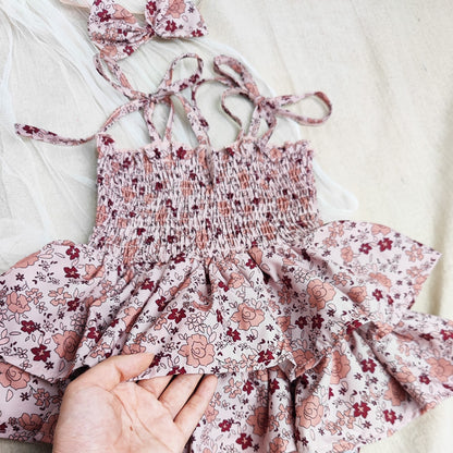 -ベビー キッズ セットアップ フラワー 花柄 ガールズ キャミソール ロンパース ワンピース ボーイズ セットアップ 半袖 シャツ ショートパンツ リンク 姉妹 兄弟 お揃い コーデ【mh0002074】 - mamahalo shop - ノースリーブワンピース -  べビー服 - 子供服 - 男の子 - 女の子