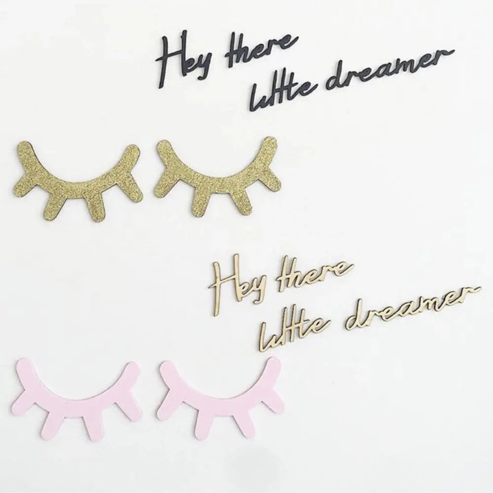 -1ペア北欧風 木製3Dまつげウォールステッカー スリーピーアイズ 木工クラフト 子供部屋 ウォールアートデカール【mh0000002】 - mamahalo shop - モビール・ウォールデコレーション -  べビー服 - 子供服 - 男の子 - 女の子