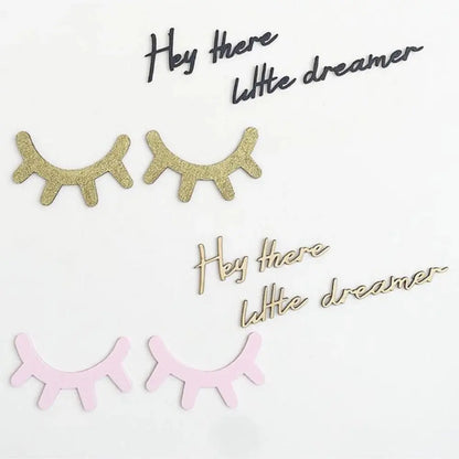 -1ペア北欧風 木製3Dまつげウォールステッカー スリーピーアイズ 木工クラフト 子供部屋 ウォールアートデカール【mh0000002】 - mamahalo shop - モビール・ウォールデコレーション -  べビー服 - 子供服 - 男の子 - 女の子