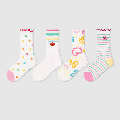 -キッズソックス 靴下4足セット ワッペンワンポイント ボーダー【mh0004066】 - mamahalo shop - ベビー用靴下・タイツ -  べビー服 - 子供服 - 男の子 - 女の子