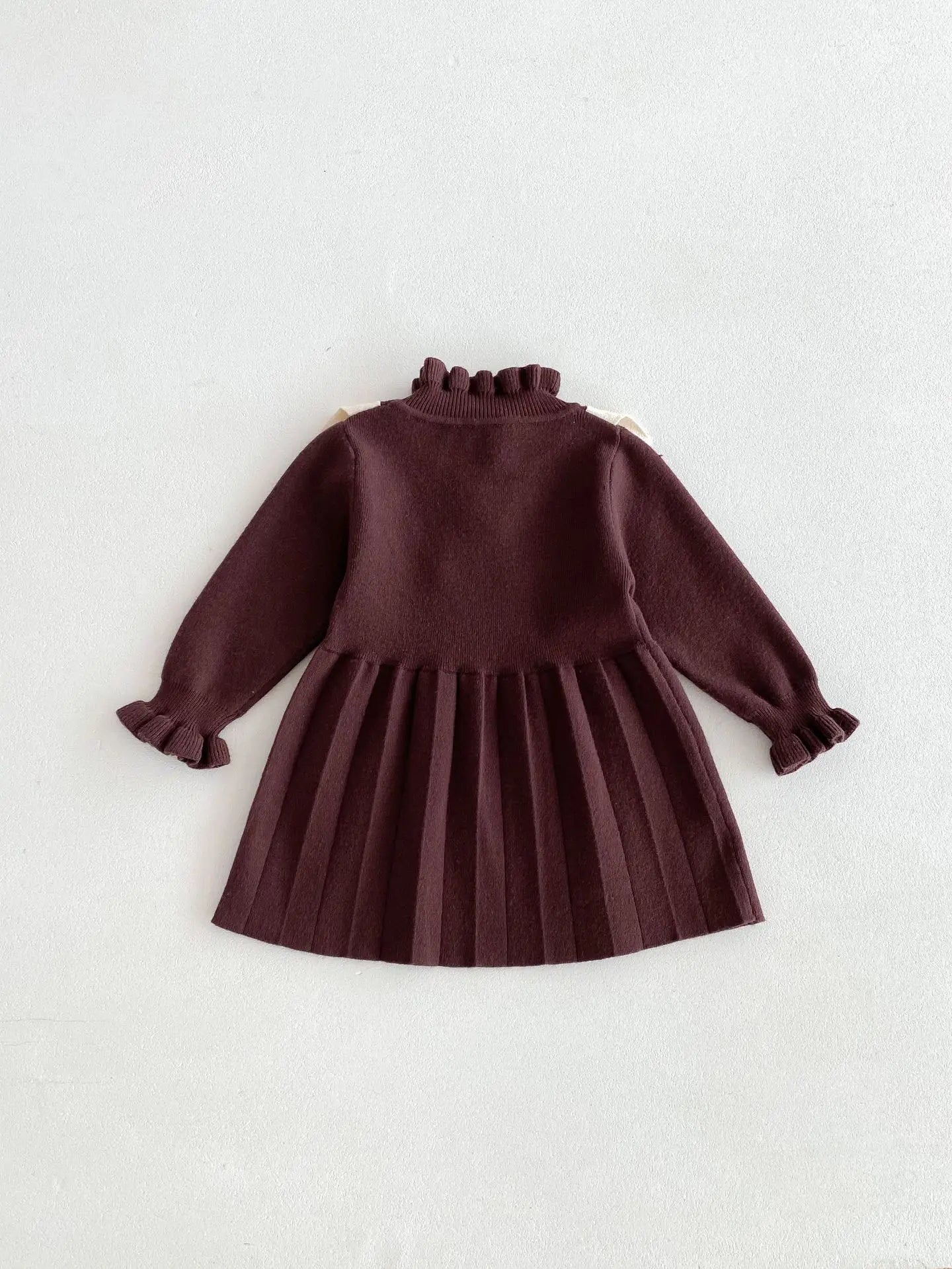 -ベビーキッズワンピース ニットフラワー長袖ワンピース 2カラー - mamahalo shop - 長袖ワンピース -  べビー服 - 子供服 - 男の子 - 女の子