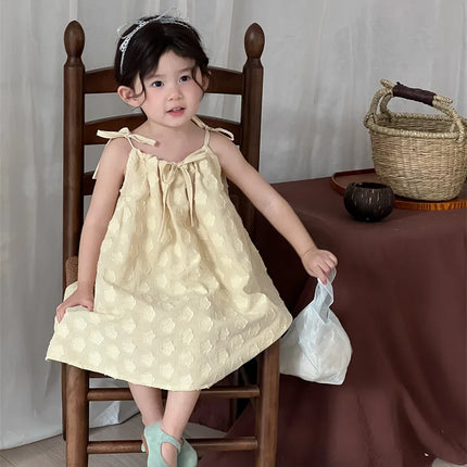 キッズワンピース フラワー水玉エンボスキャミソールワンピース - mamahalo shop - ノースリーブワンピース -  べビー服 - 子供服 - 男の子 - 女の子