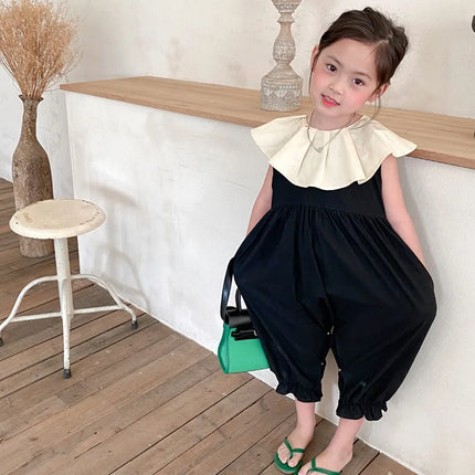 ☺︎ キッズジャンプスーツ ビッグサークル襟 ノースリーブつなぎ - mamahalo shop - ノースリーブジャンプスーツ -  べビー服 - 子供服 - 男の子 - 女の子