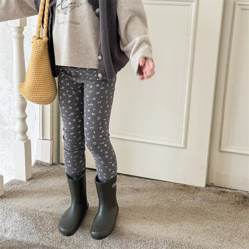 -キッズパンツ レギンスパンツ フラワー小花柄プリント 3カラー - mamahalo shop - レギンスパンツ -  べビー服 - 子供服 - 男の子 - 女の子