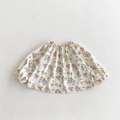 -キッズトップス 長袖チュニックブラウス スモック フラワー花柄プリント【mh0006363】 - mamahalo shop - 長袖シャツ・ブラウス -  べビー服 - 子供服 - 男の子 - 女の子