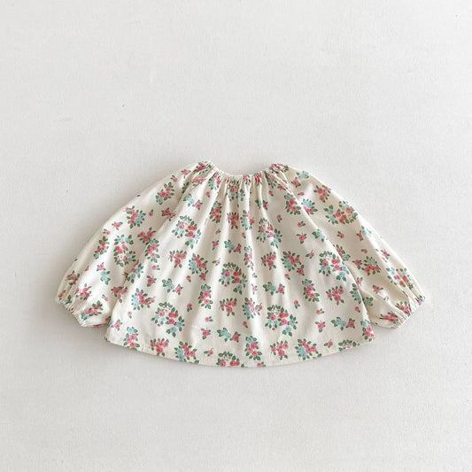 -キッズトップス 長袖チュニックブラウス スモック フラワー花柄プリント【mh0006363】 - mamahalo shop - 長袖シャツ・ブラウス -  べビー服 - 子供服 - 男の子 - 女の子